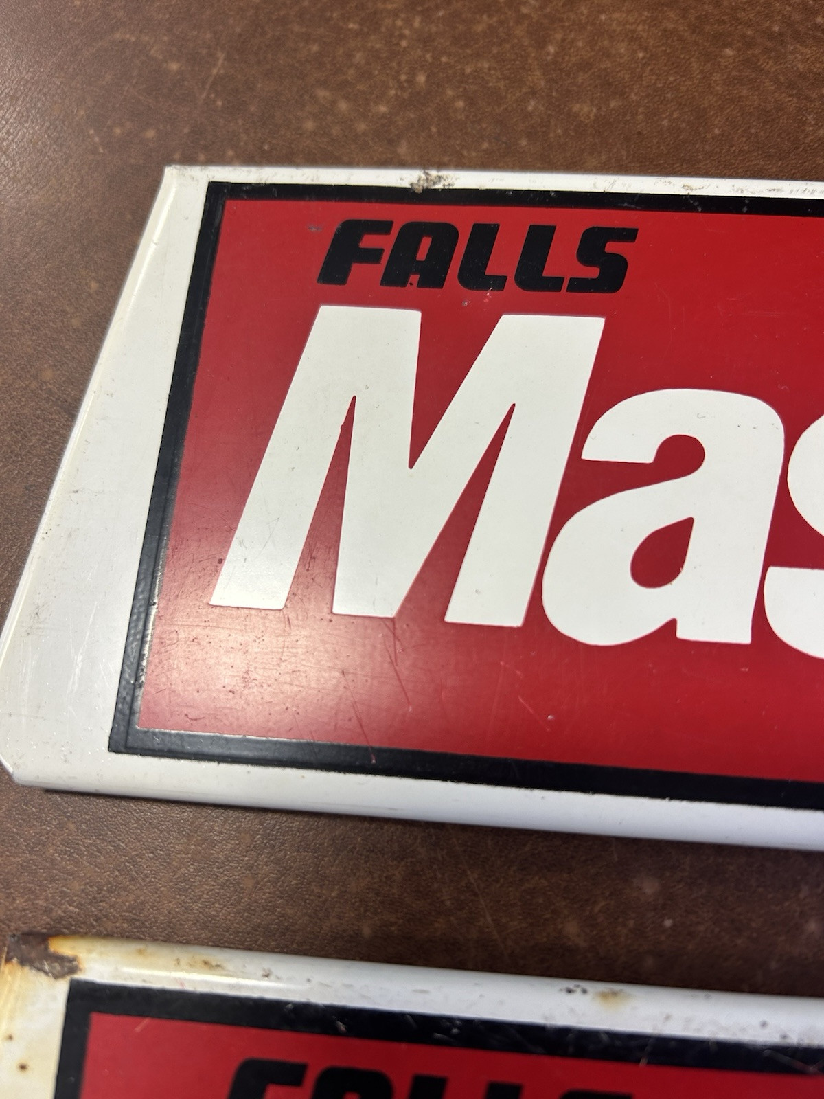 Vintage Pair Falls Mastercraft Tires Display Signs 4 1/8” By 12 1/2” Metal