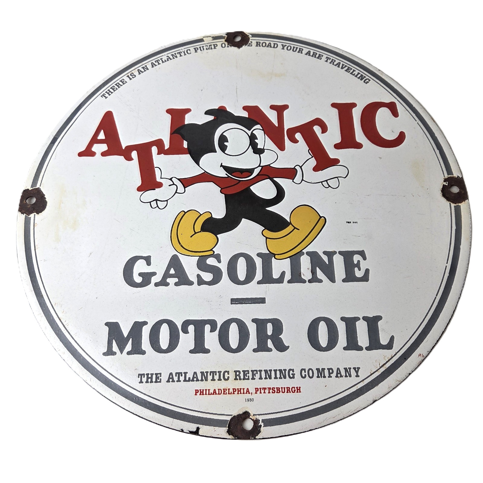 Vintage Atlantic Gasoline Sign – Service Station Gas Pump Porcelain Sign