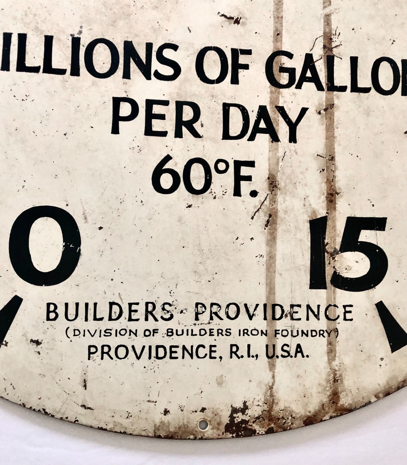 Old Builders Iron Foundry Water Meter Face Providence RI Large Metal Sign