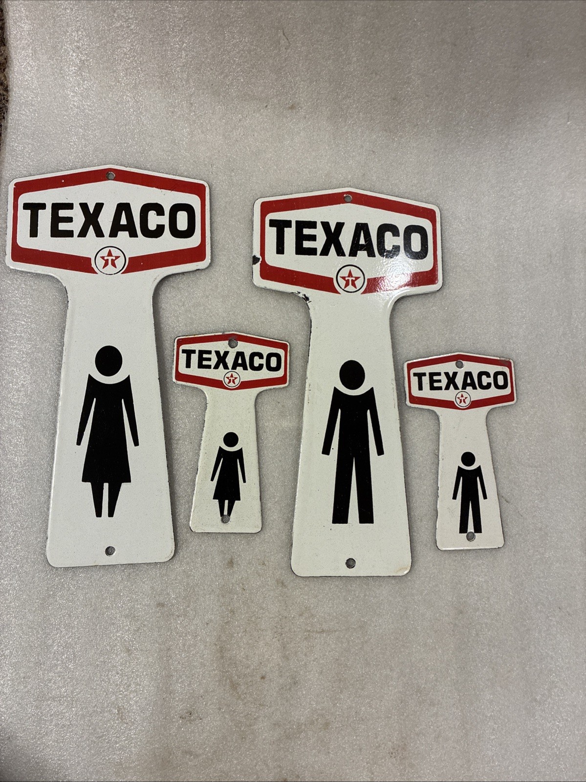 Texaco Porcelain Restroom Door Signs .His/ Hers . And Gas Station Key Set
