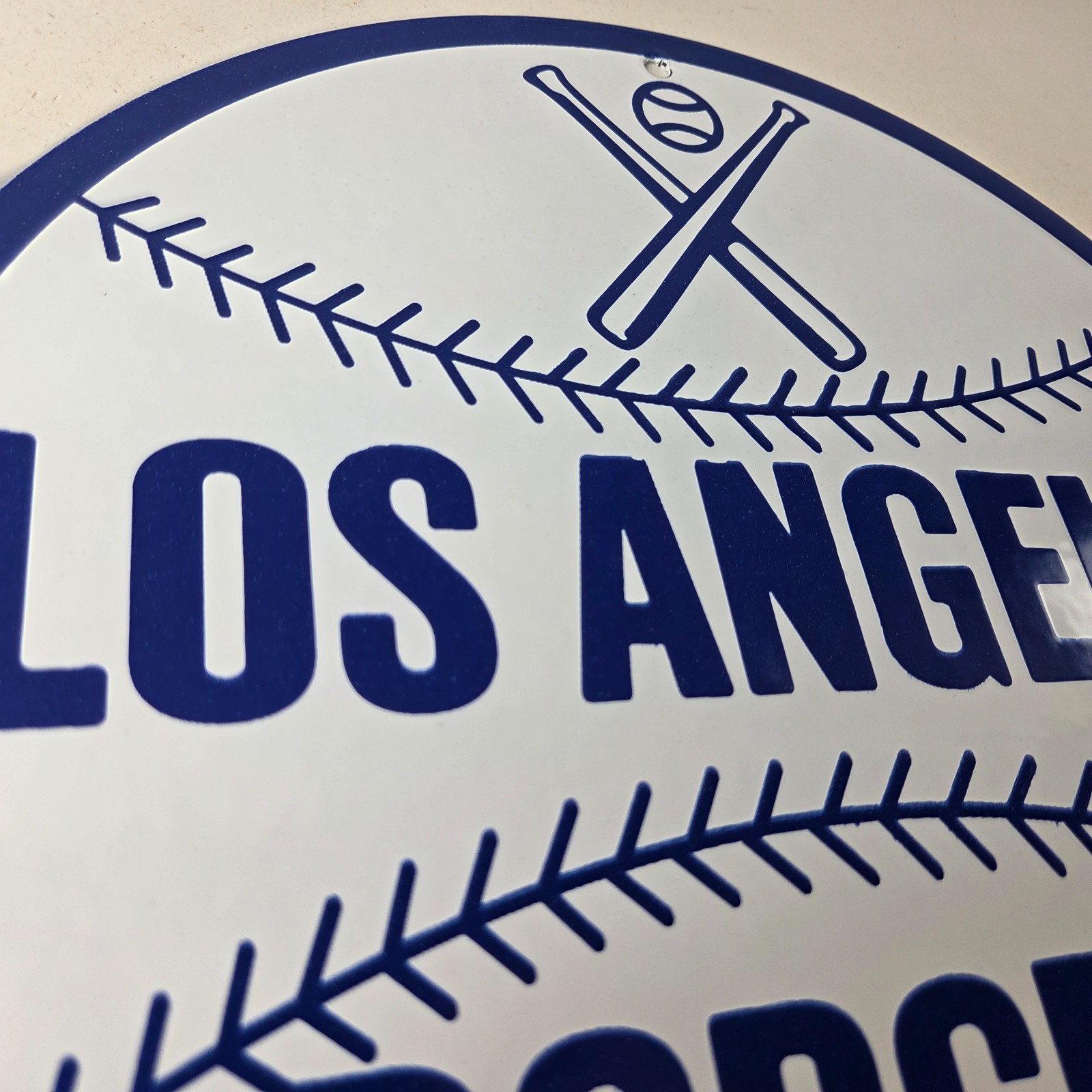 Vintage LA Dodgers Sign – MLB Baseball Stadium Porcelain Gas Pump Sign