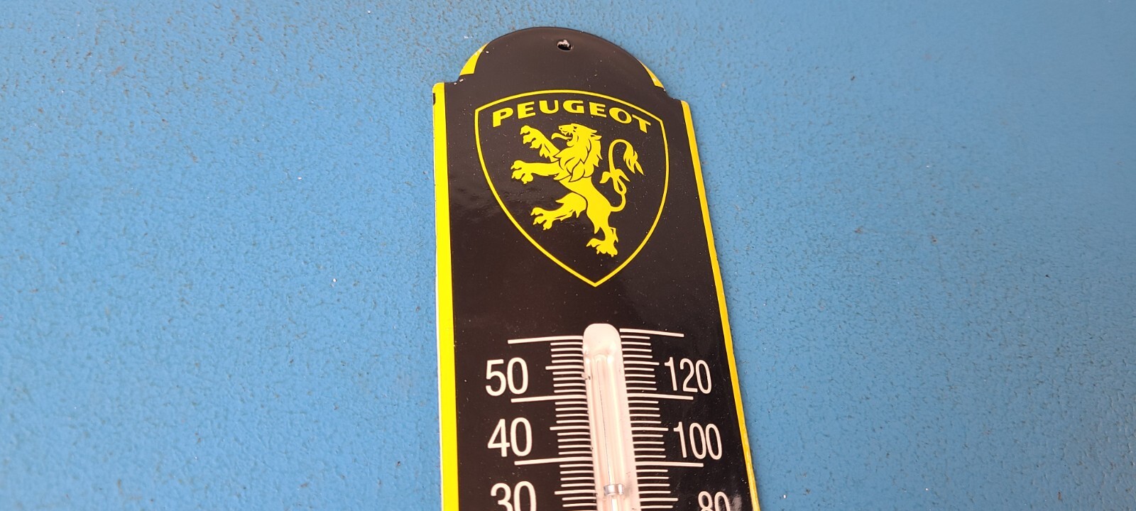 Vintage Peugeot Sign – Service Gas Pump Sign on Porcelain Thermometer