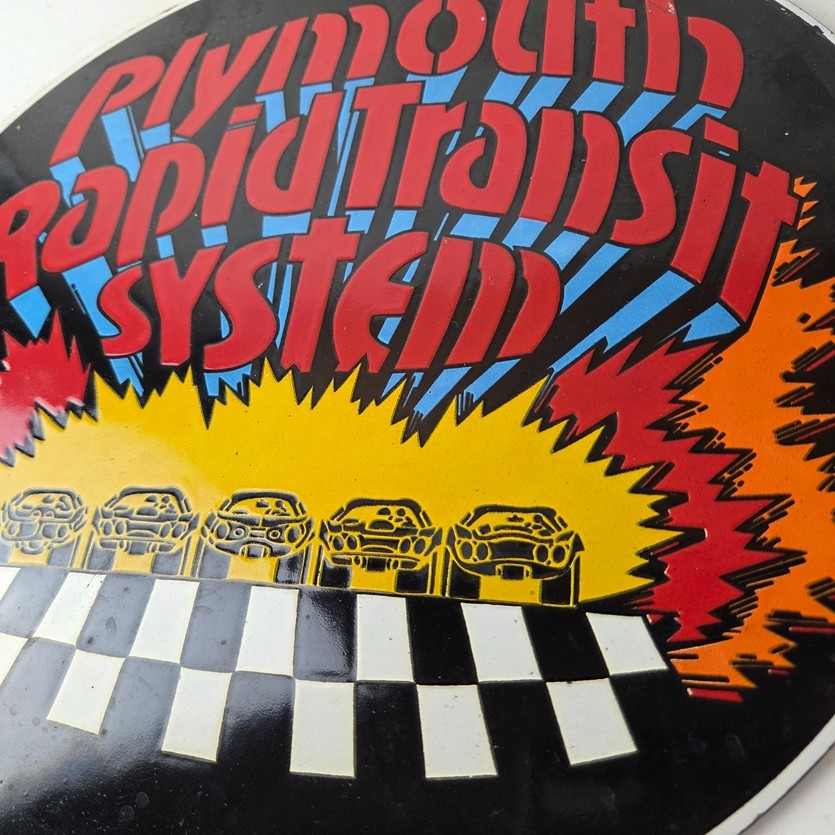 Vintage Plymouth Rapid Transit System Sign – Porcelain Auto Gas Pump Plate Sign