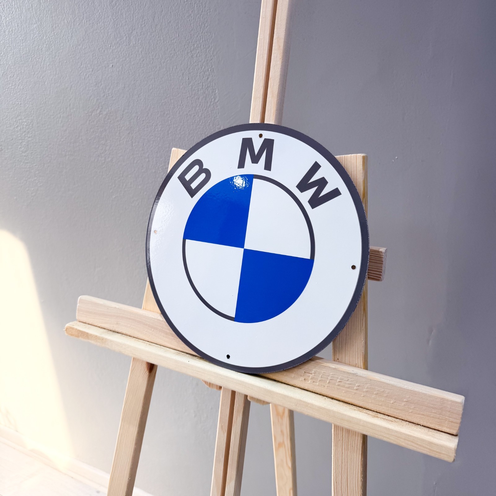 BMW White Round Logo Heavy Metal Sign 30 cm (11.8”) Clean Garage Wall Decor