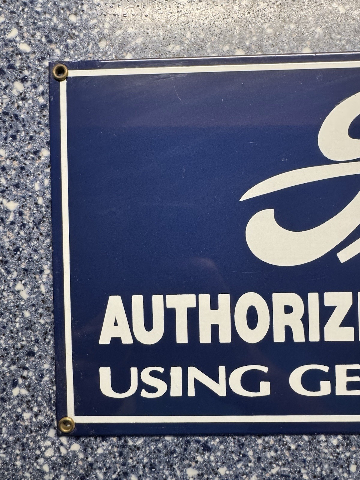 Vintage Ford Authorized Service Station Porcelain Enameled Metal Sign