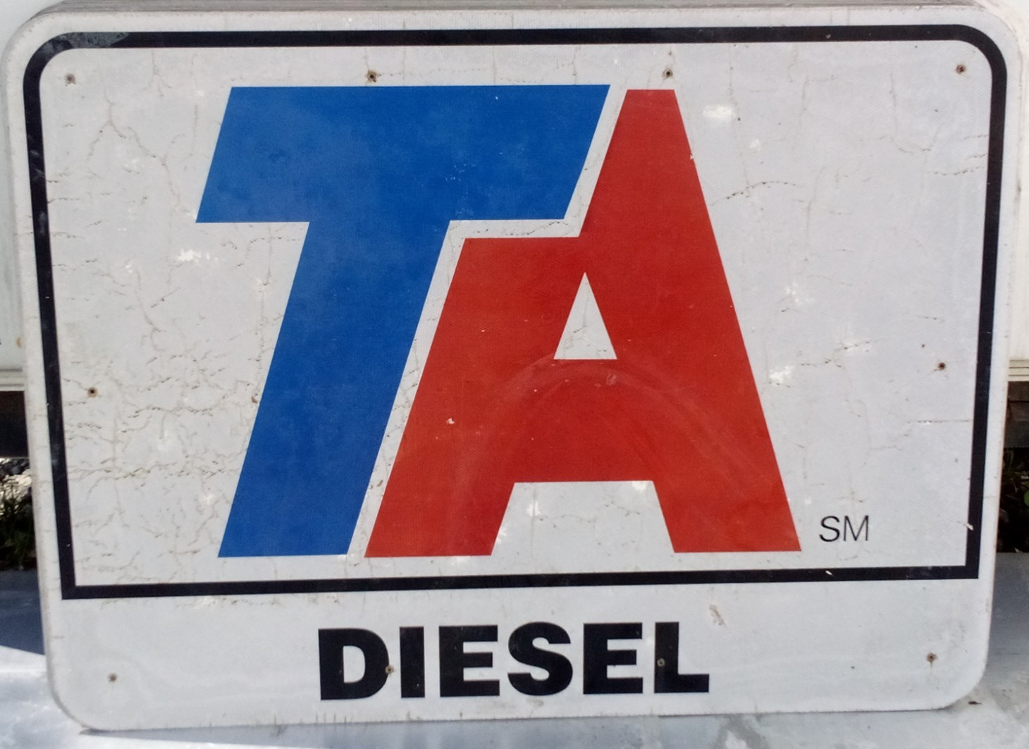 AUTHENTIC RETIRED ADVERTISING HWY EXIT SIGN TRAVEL AMERICA TA DIESEL 48X36 A39