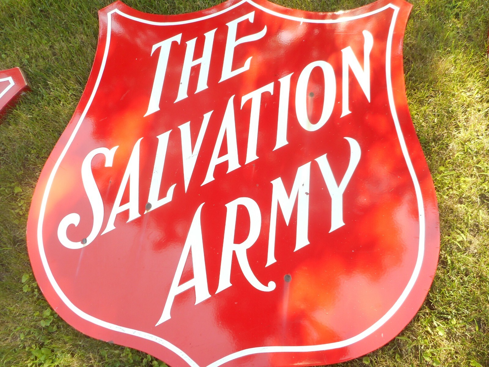 RARE Vintage ORIGINAL PORCELAIN SALVATION ARMY SHIELD SHAPED ADVERTISING SIGN