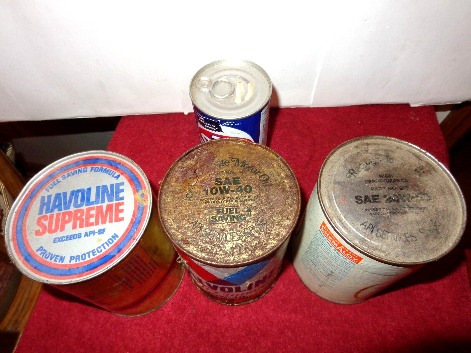 4 PIECE VINTAGE OIL COLLECTION -VALVOLINE -STP – TEXACO HAVOLINE SUPREME – C99A