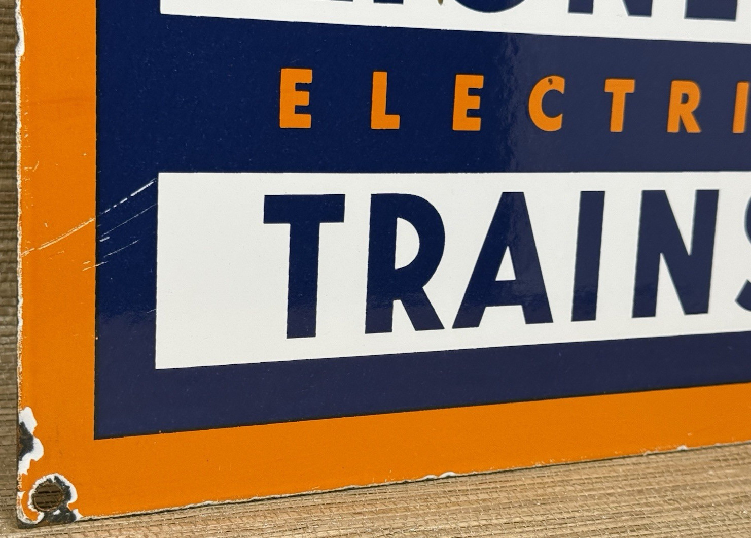 VINTAGE LIONEL ELECTRIC TRAINS PORCELAIN SIGN METAL GAS OIL STEEL U.S.A. STATION