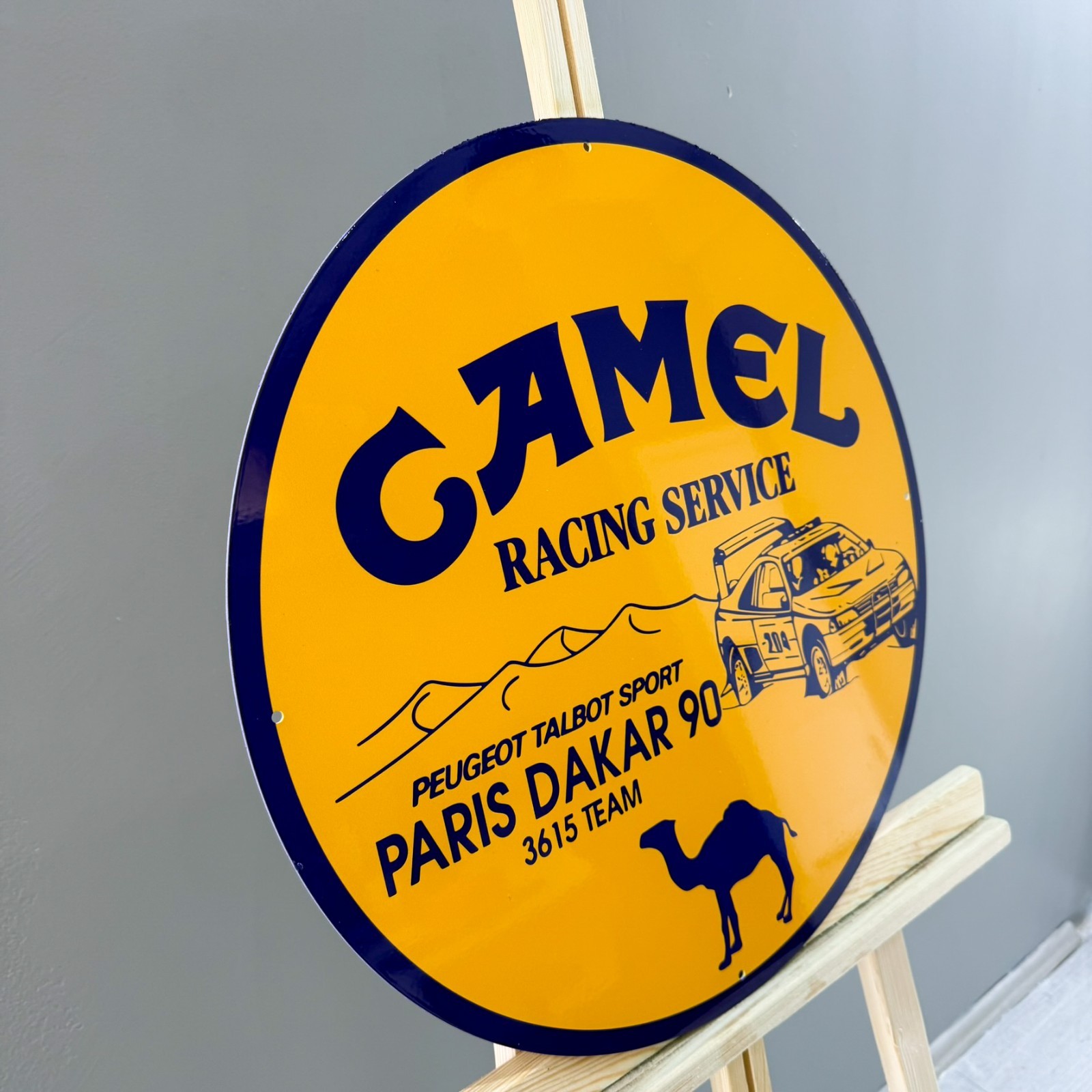 Camel Racing Service – Paris Dakar 1990 Peugeot Talbot Sport Metal Sign – 50 cm