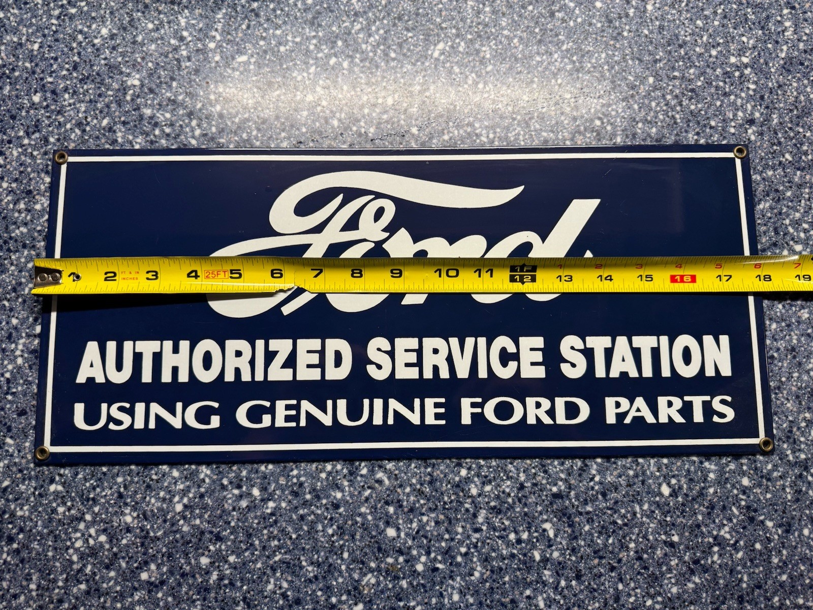 Vintage Ford Authorized Service Station Porcelain Enameled Metal Sign