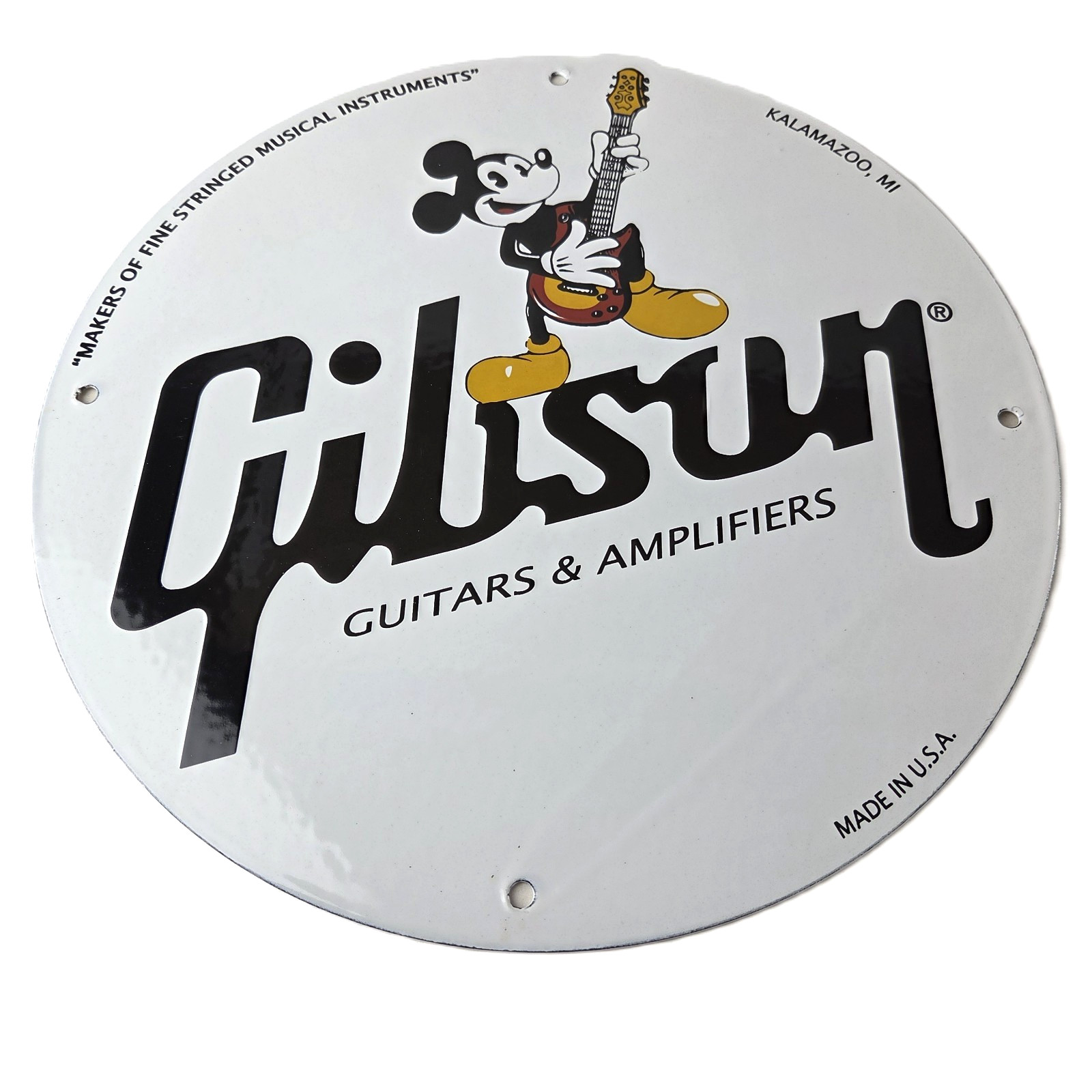 Vintage Gibson Guitars – Mickey Mouse Porcelain Gas Pump Service Station Sign
