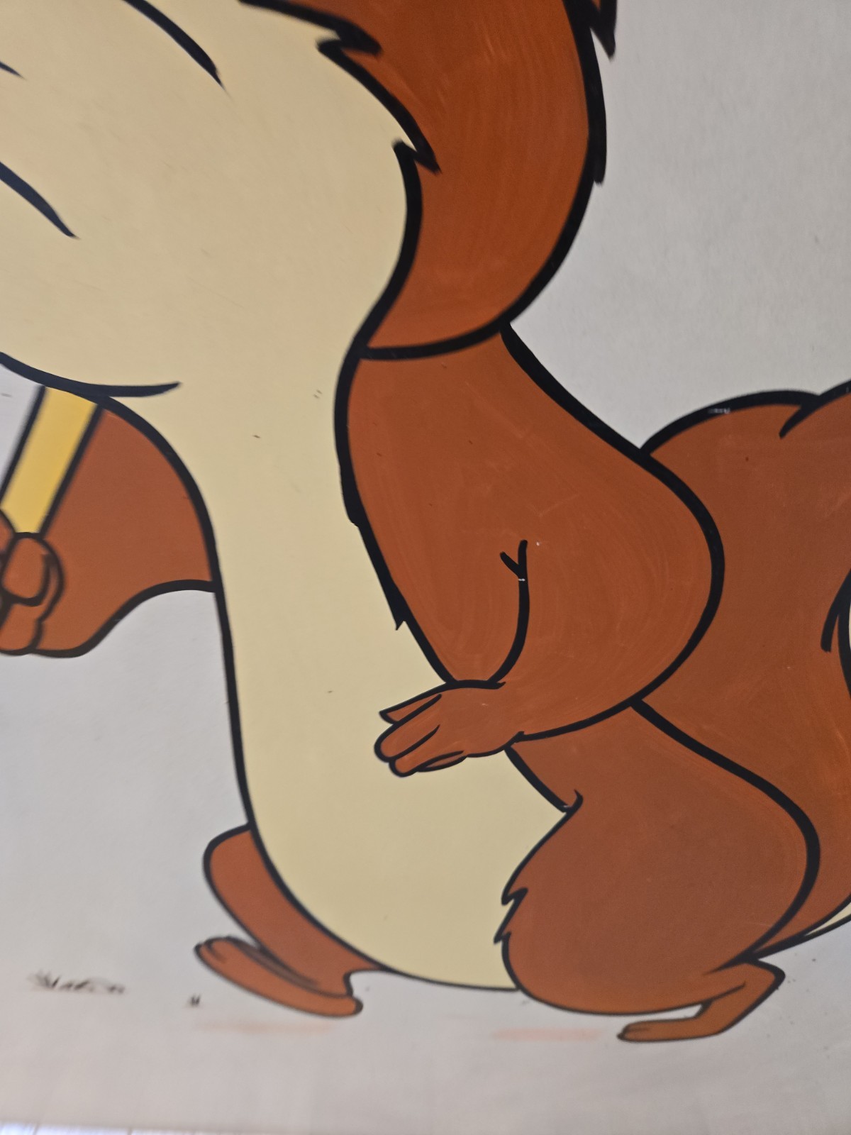 Vintage Road Work Construction Sign Squirrel Shovel Animation Read Description