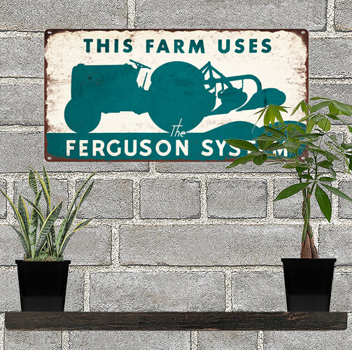 1940s This Farm uses Ferguson System Mancave Metal Sign Repro 6×12″ 60290