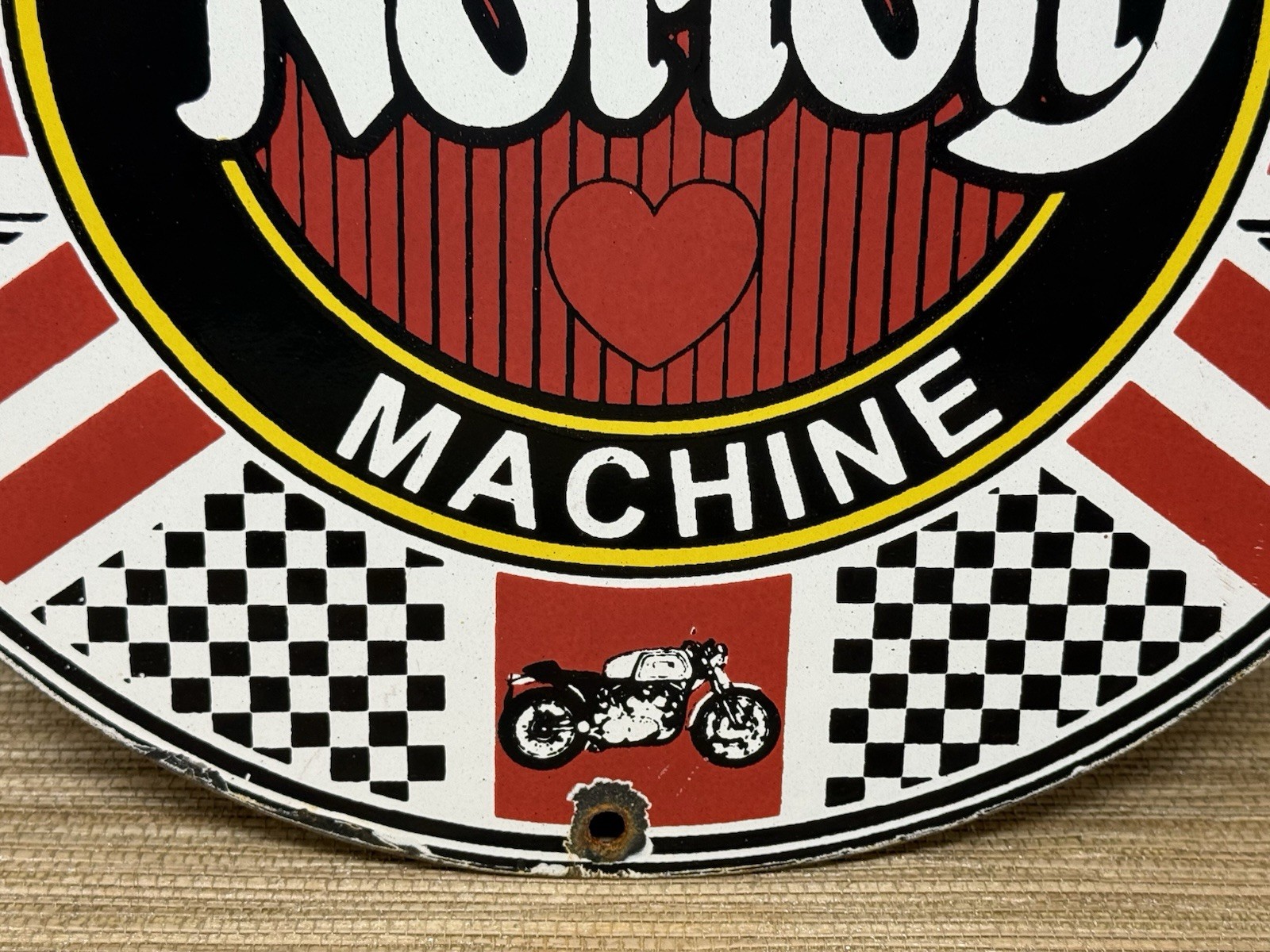 VINTAGE NORTON MOTORCYCLES PORCELAIN SIGN GENERAL MOTORS DEALERSHIP GAS OIL