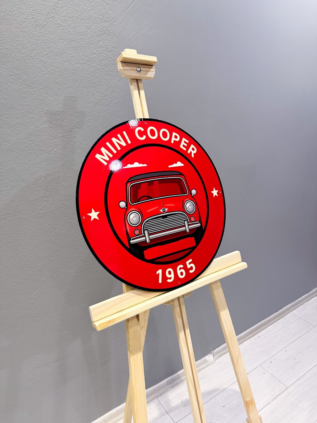 Mini Cooper 1965 – Classic Front View Vintage Heavy Metal Sign – 50 cm (19.7”)
