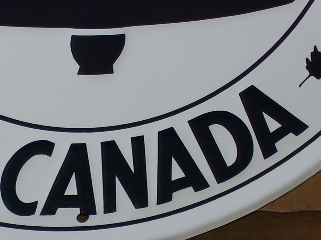 CANADA PHONE SIGN – Bell Telephone Company – GAS STATION SIGN – Shows MAPLE LEAF