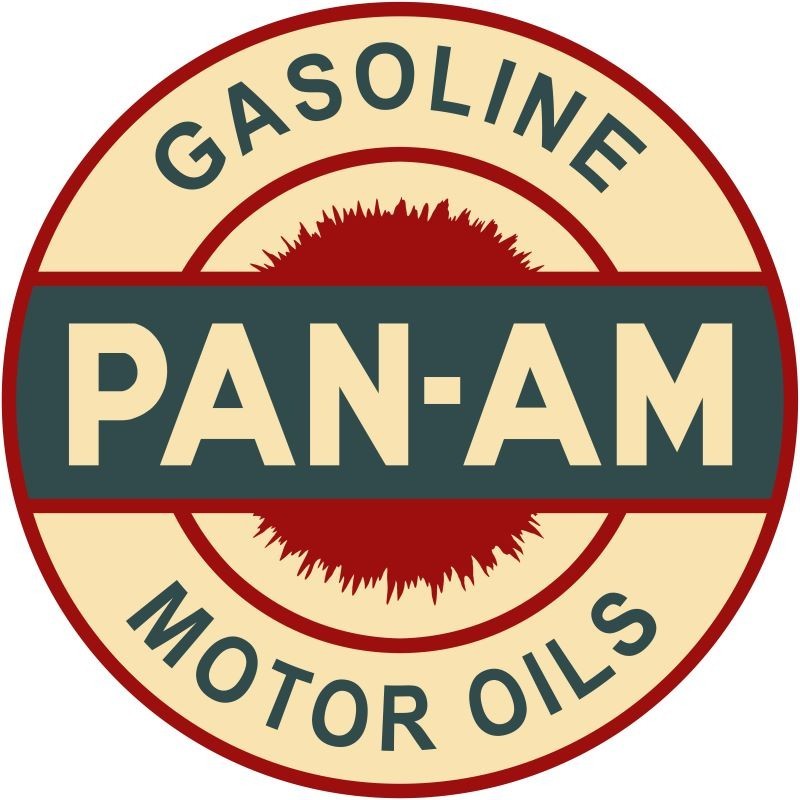 Pan Am Gasoline & Motor Oil NEW METAL SIGN: 12″ Diameter Round