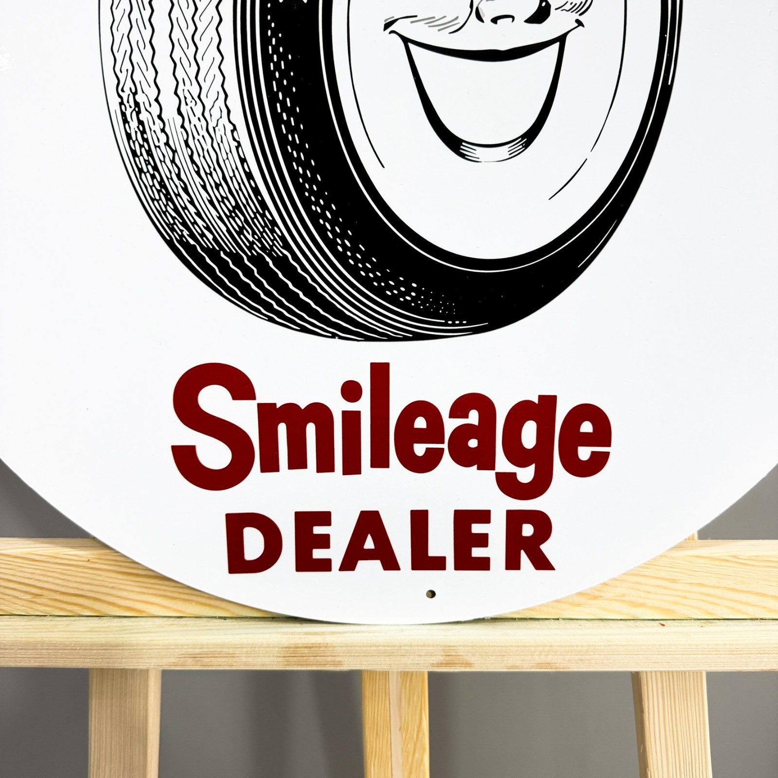 Vintage B.F. Goodrich Smileage Dealer Sign • Tire Garage Sign • 19.7″ (50cm)