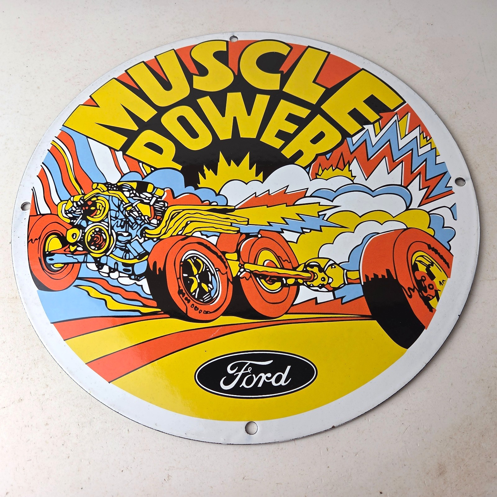 Vintage Ford Muscle Power Sign – Automobile Service Station Gas Pump Sign