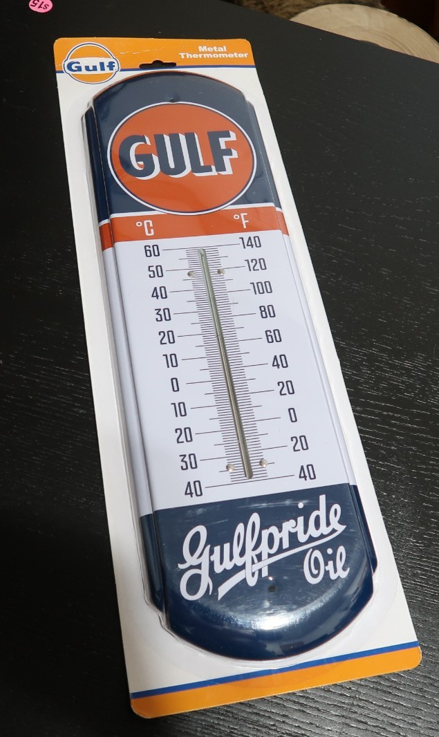 Gulf Oil Reproduction Metal Thermometer – Gulfpride Oil Brand New