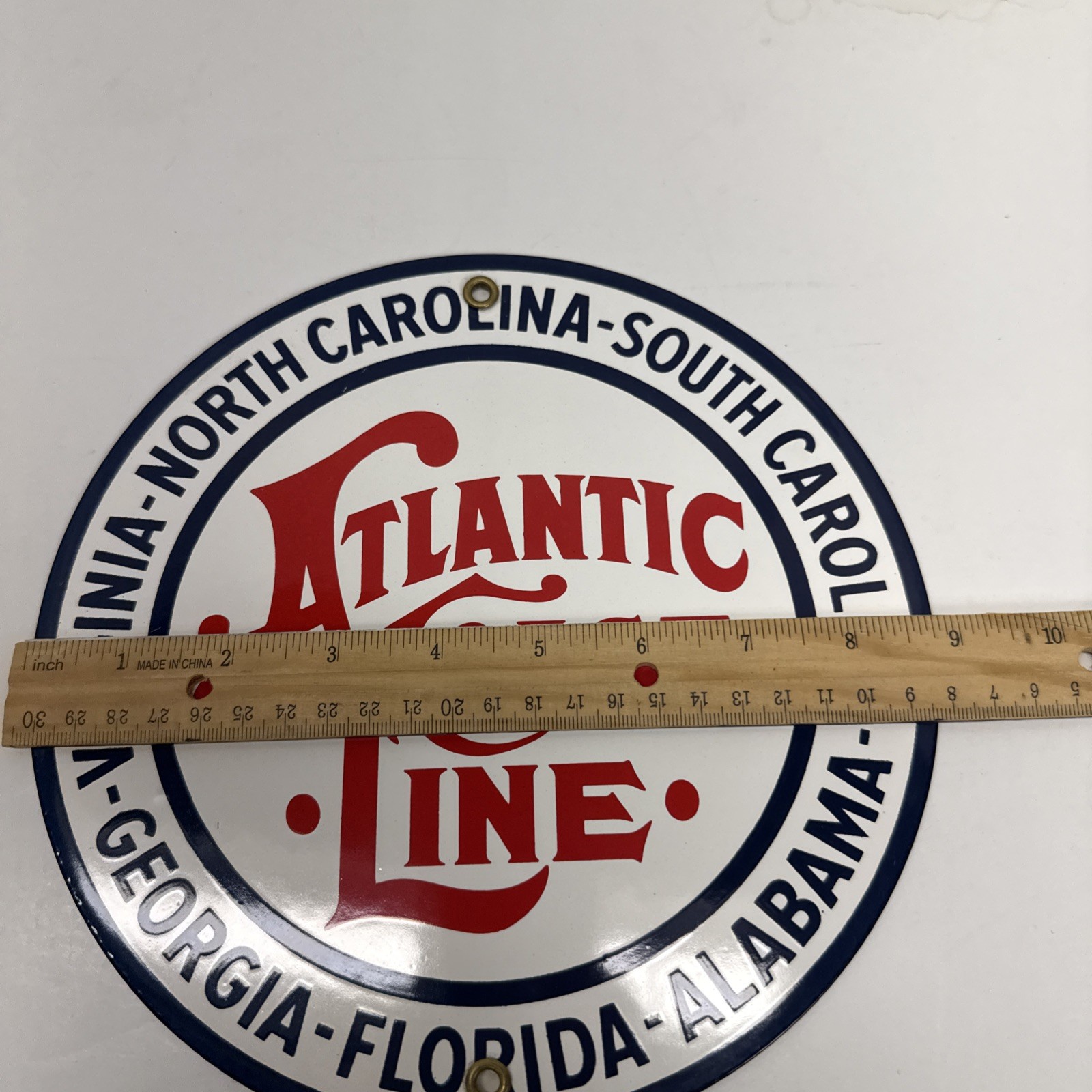 Vintage Atlantic Coast Line Railroad Railway Porcelain Enameled Metal Sign