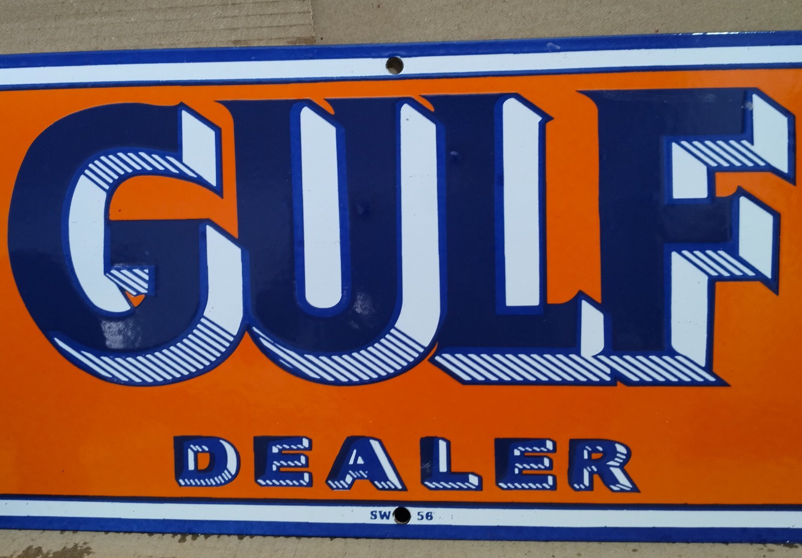 Gulf Dealer Porcelain Enamel Sign 24 X 10 Inches 1 sides