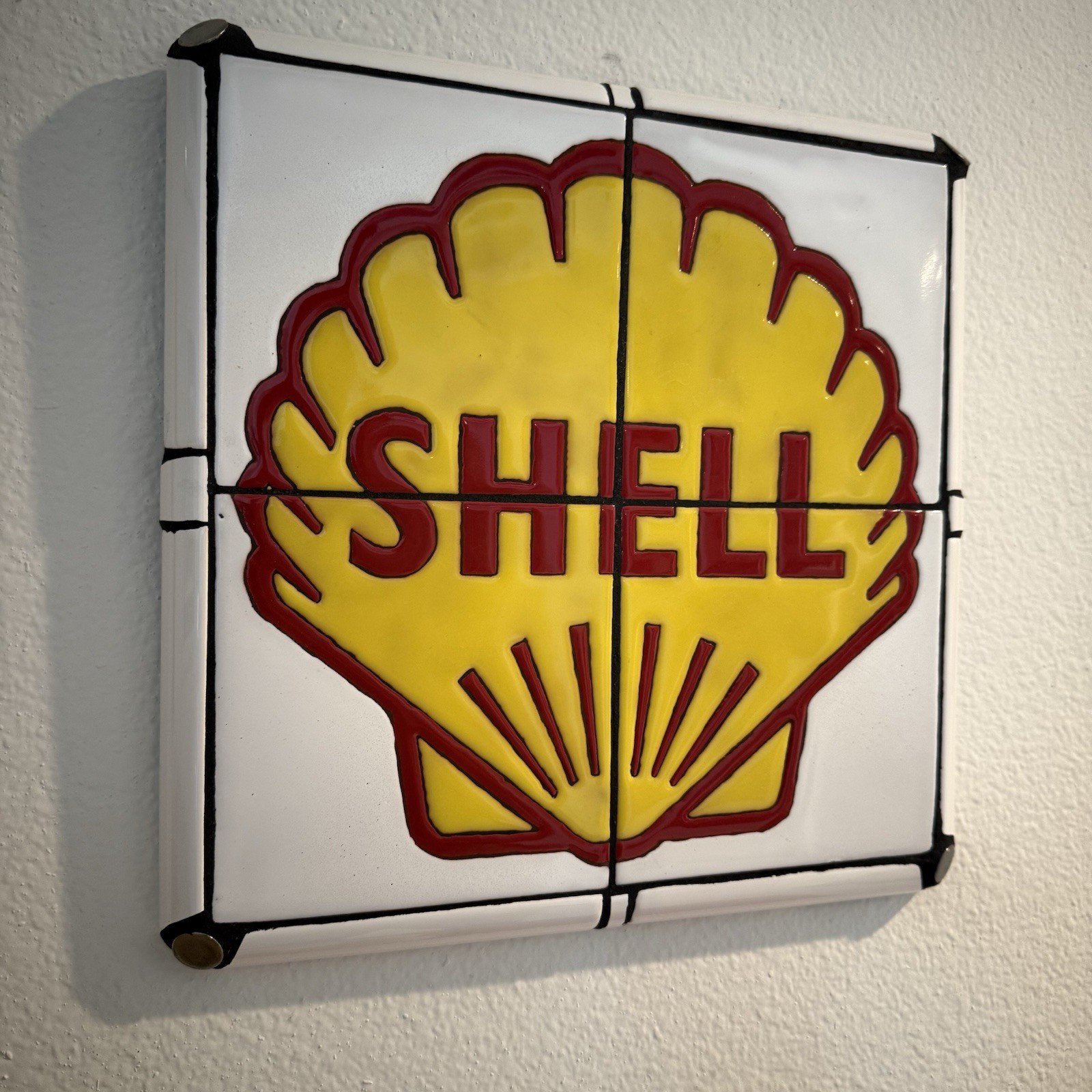 Vintage Shell Gas Logo Art Handmade Tile Mosaic One Of A Kind Perfect For Garage