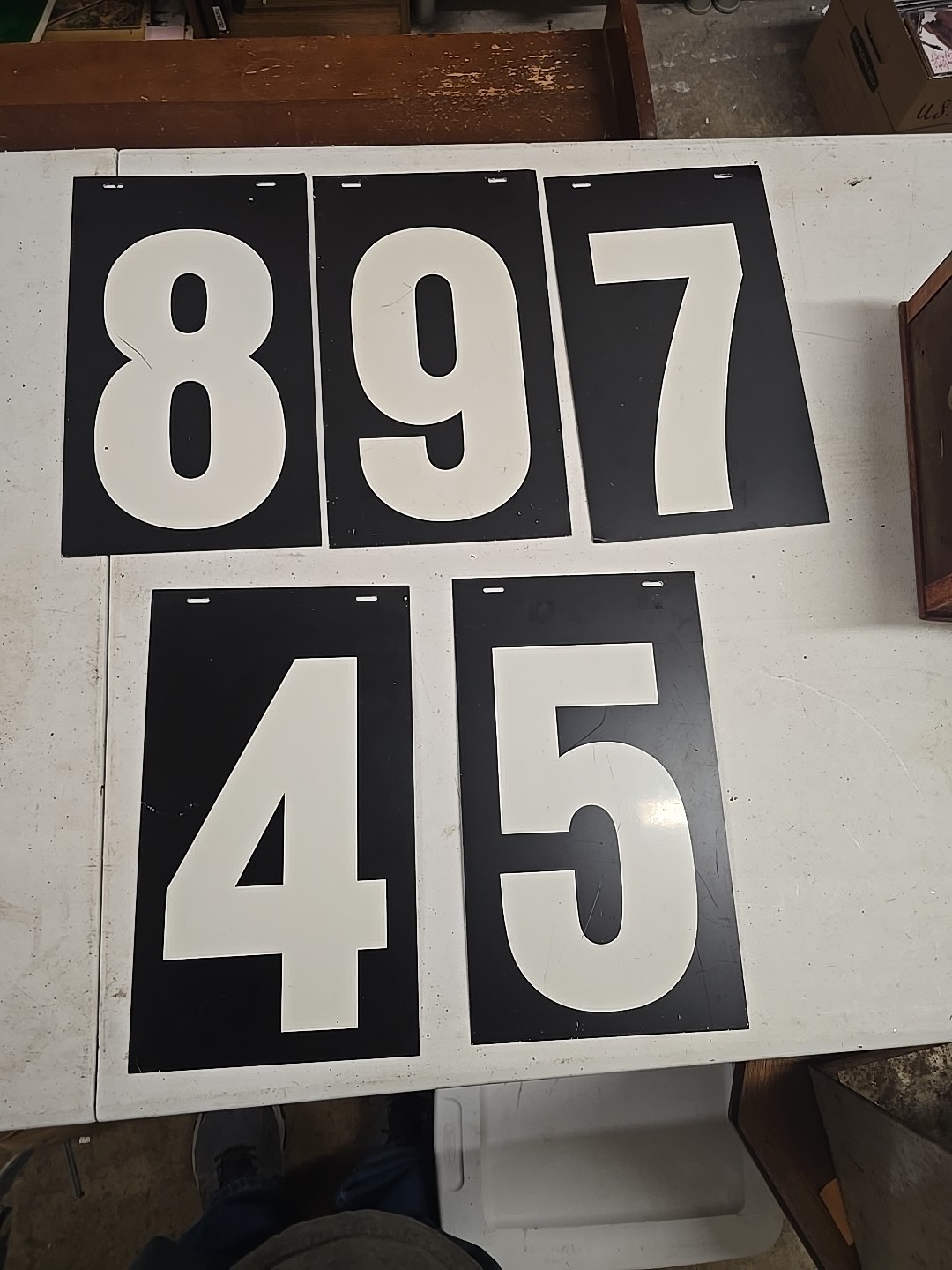 Lot Of 5 Vintage Metal Gas Station Pricing Numbers