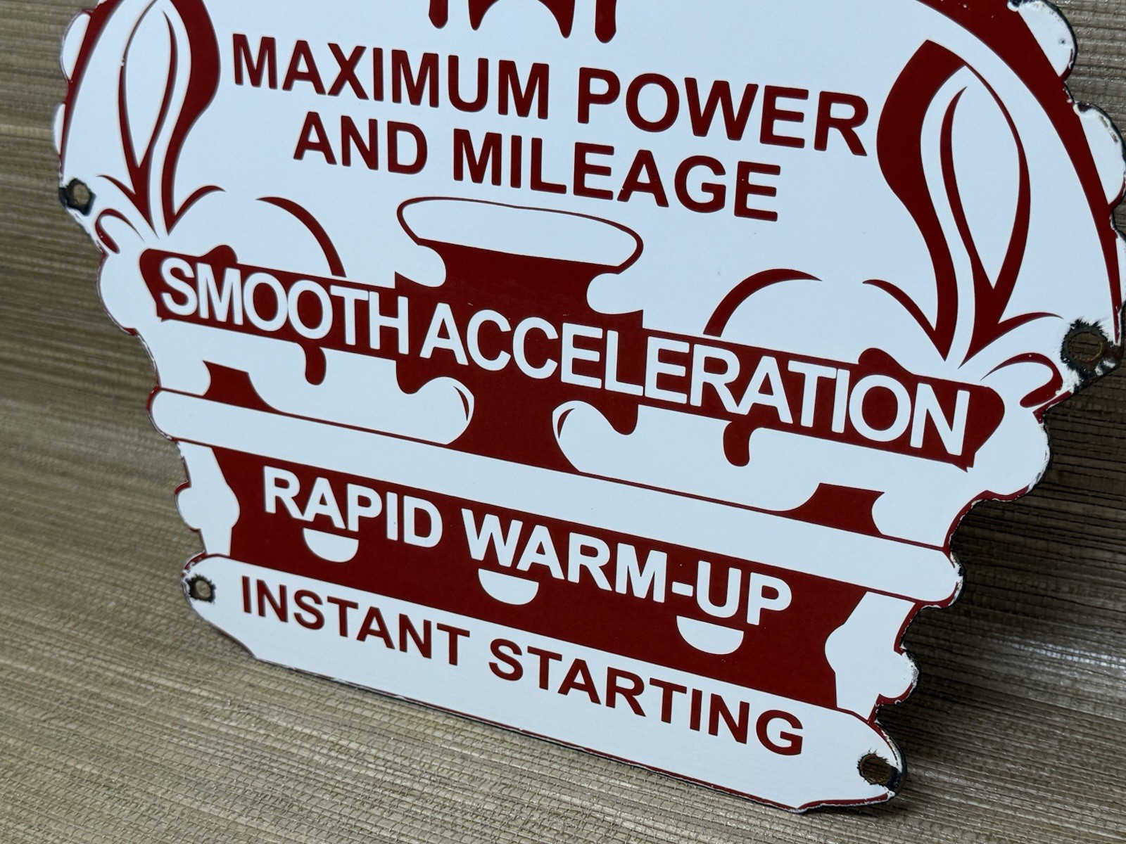 VINTAGE STANDARD RED CROWN GASOLINE PORCELAIN SIGN GAS STATION PUMP PLATE SERVIC