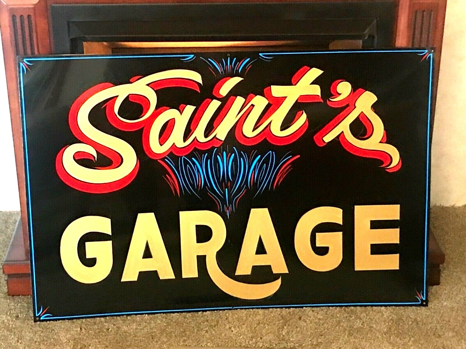 18X36 PERSONALIZED ADVERTISEMENT SHOP HAND PAINTED Hot Rod SHOP SIGN Pinstriped