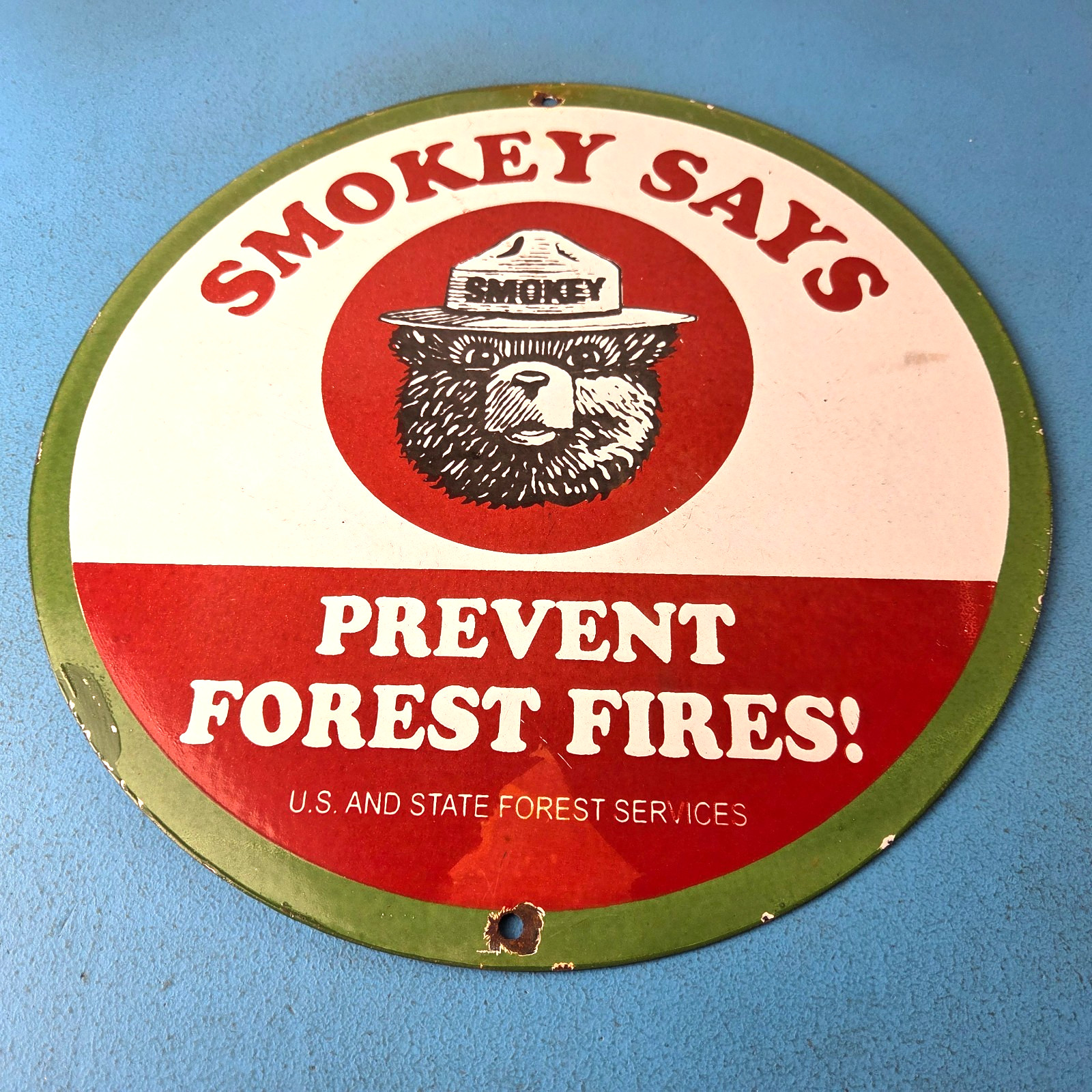 Vintage Smokey Bear Porcelain Sign – Only You Can Prevent Forest Fires Sign