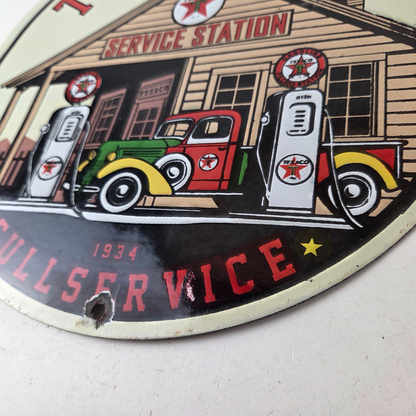 Vintage Texaco Gasoline Advertisement Sign – Gas Service Station Porcelain Sign