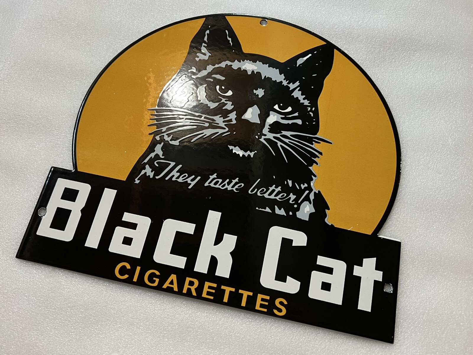 12in Black Car Die Cut PORCELAIN ENAMEL SIGN PLATE