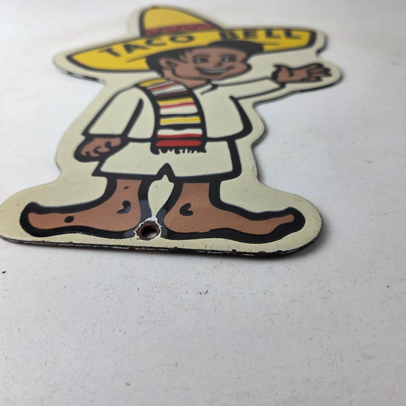 Vintage Taco Bell Sign – Fast Food Diner Gas Pump Porcelain Sign