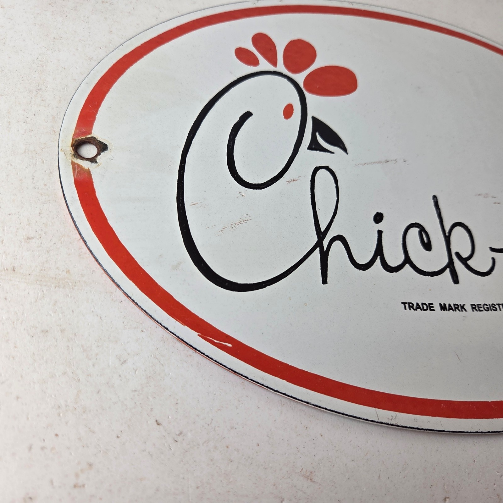 Vintage Chick Fil A Sign – Chicken Fast Food Porcelain Gas Pump Sign