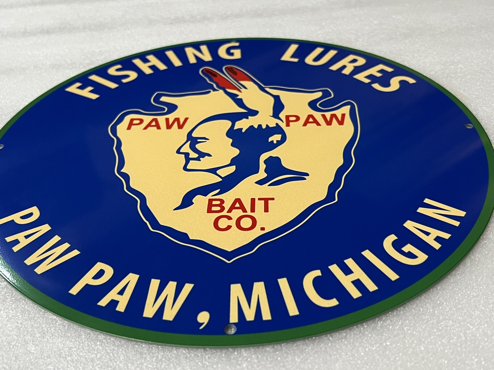 12in Paw Paw Fishing Lures bait Vintage Style Heavy Steel Metal Sign