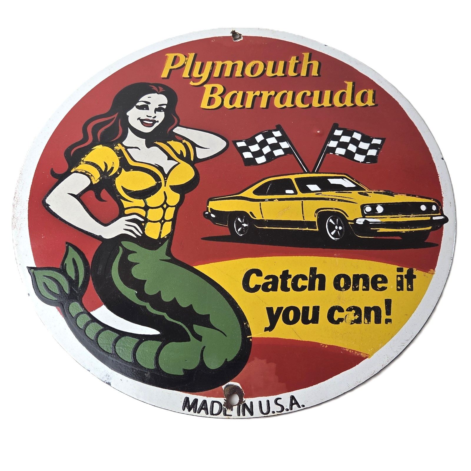 Vintage Plymouth Barracuda Sign – Porcelain Auto Gas Pump Plate Sign
