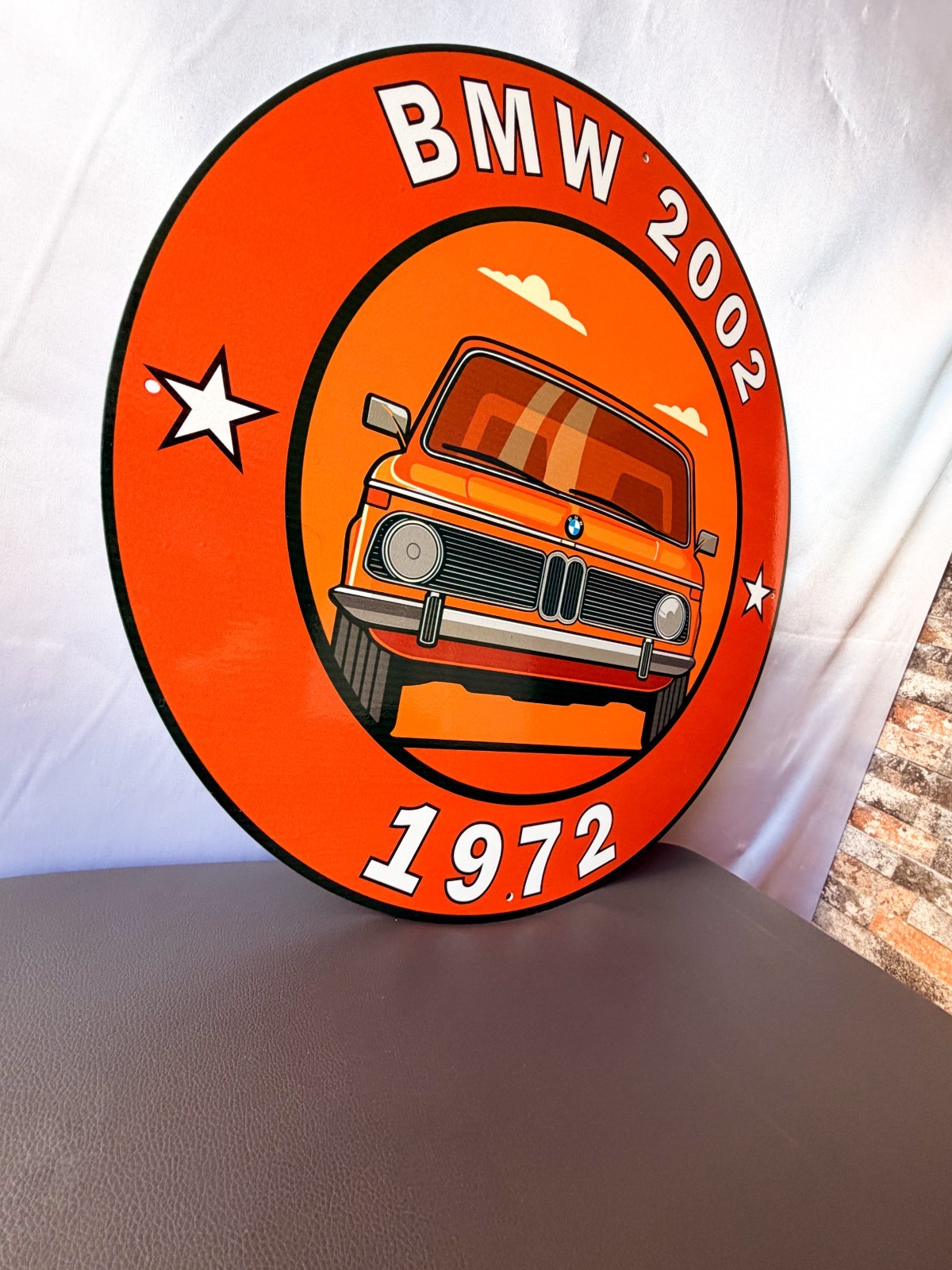 1972 BMW 2002 Bavarian Classic Reborn Heavy Metal Sign XL – 19.7″ (50cm)