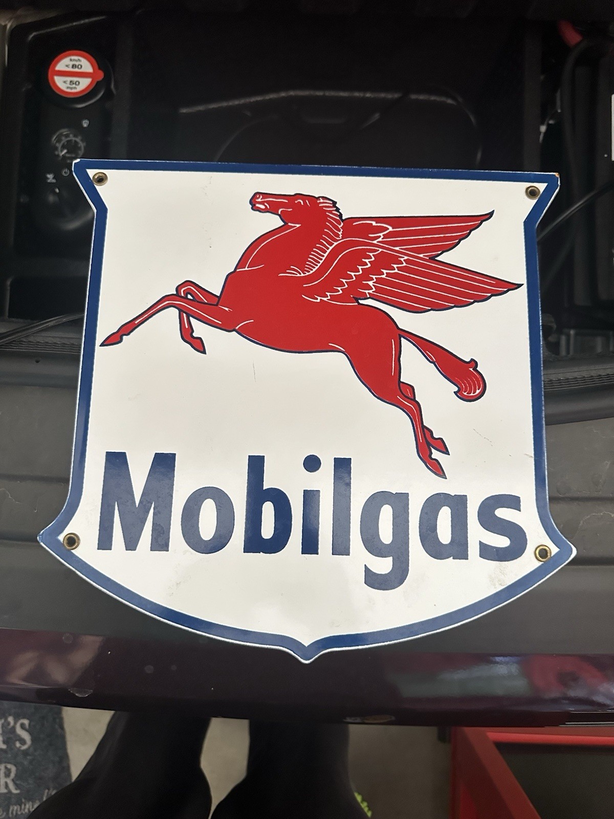 Mobil Gas Gas Pump Sign Advertising Enamel Porcelain Metal Oil Gas Plate Station
