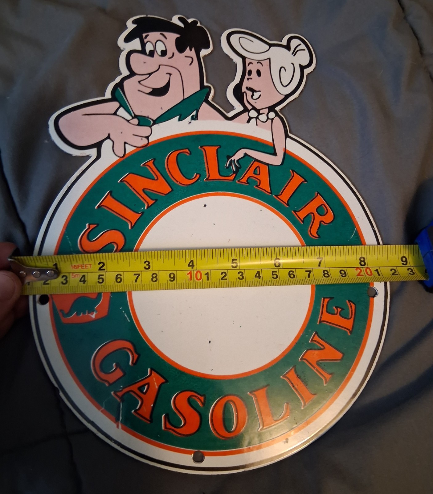 Vintage Sinclair Porcelain Sign Flintstones Gasoline Auto Gas Station Rare