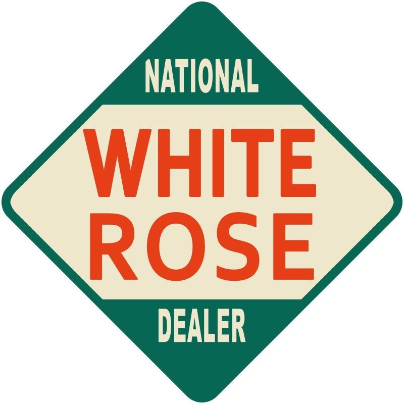 White Rose Gasoline – National Dealer NEW Sign 14″ Dia. Square Diecut USA Steel