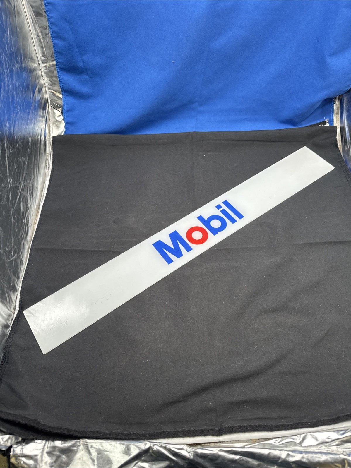 Mobil Glass Pump Plate 25” Frosted Gas Oil Vintage