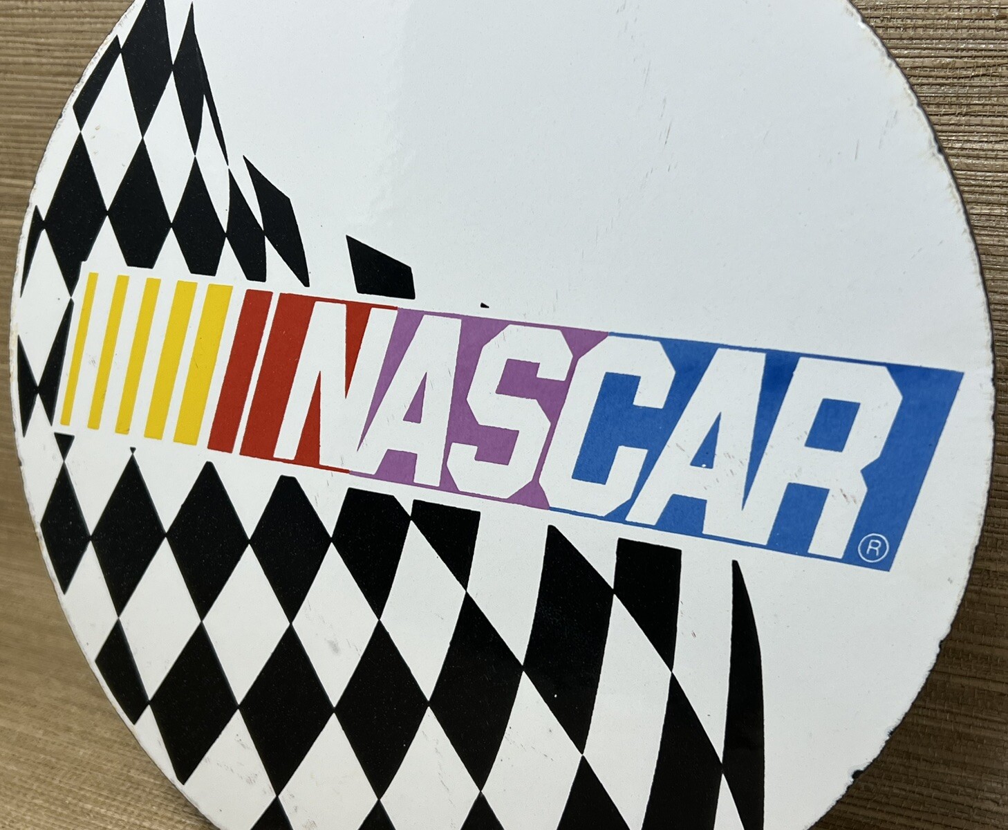 VINTAGE NASCAR PORCELAIN RACEWAY GAS STATION MOTOR OIL STOCK CAR AUTO RACING