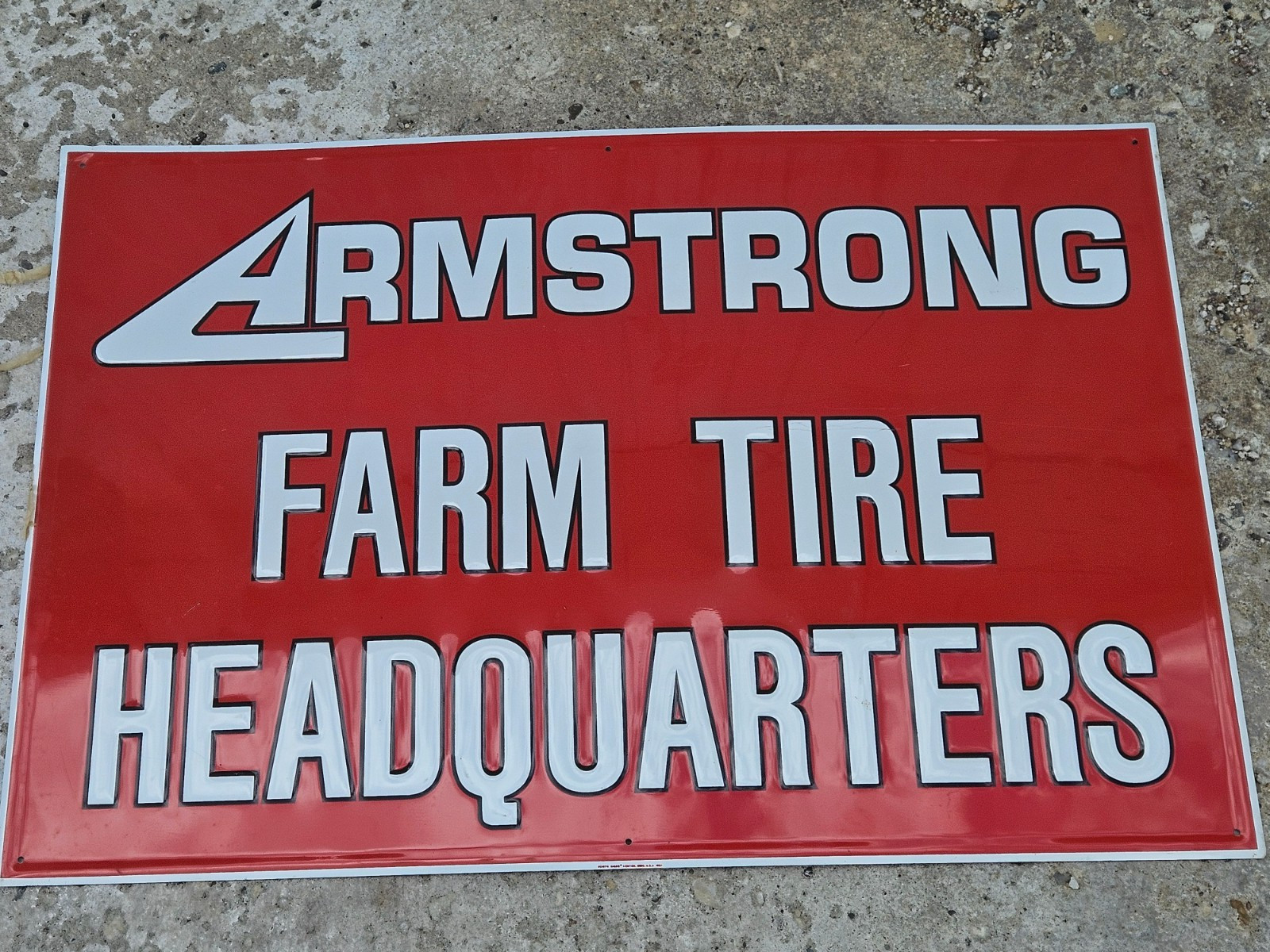 Vintage Armstrong Farm Tire Headquarters Advertising Gas & Oil Sign