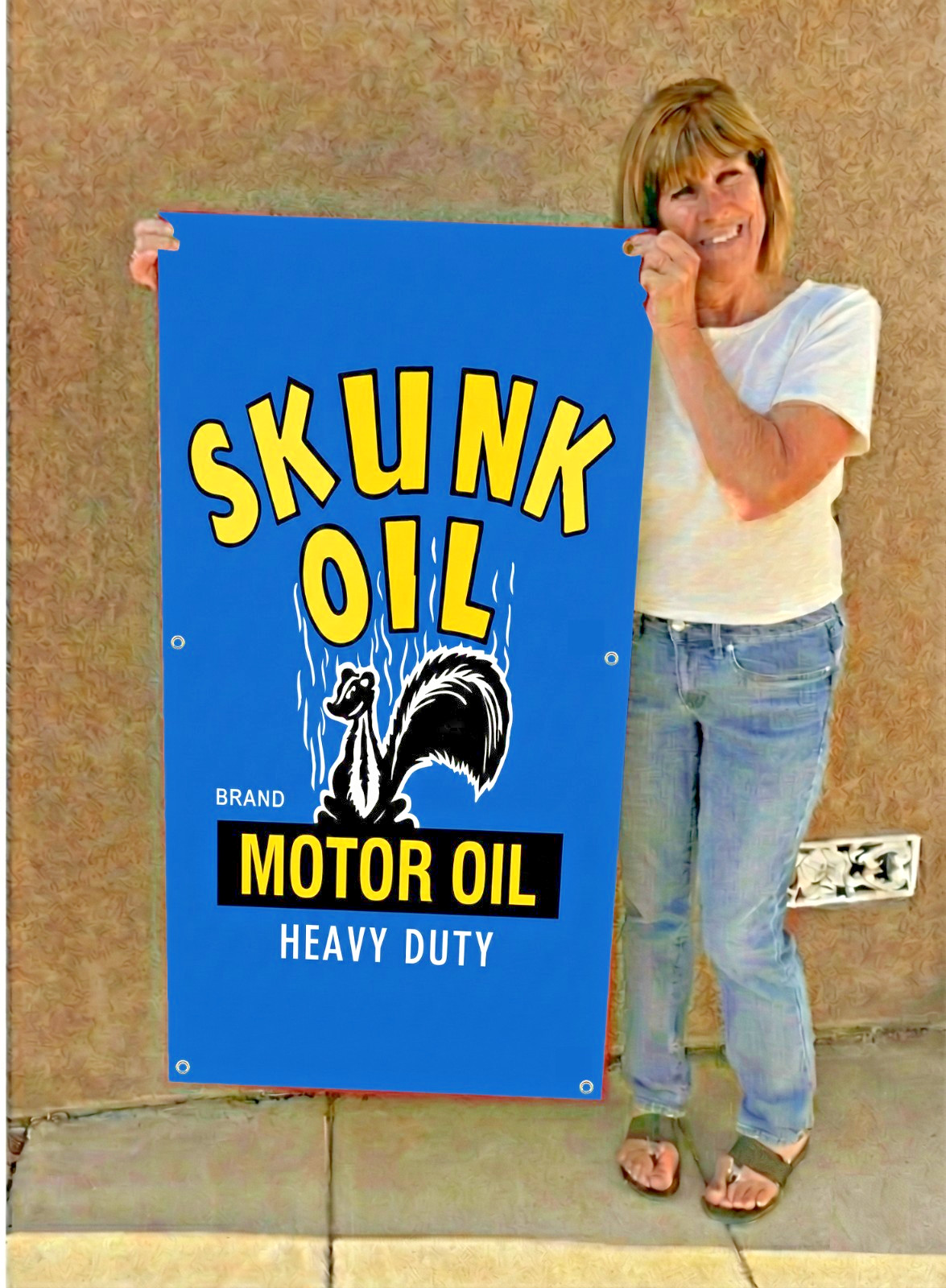 Banner Skunk Oil Motor Oil, Vintage Petroliana, Garage, Shop Sign, Mancave Decor