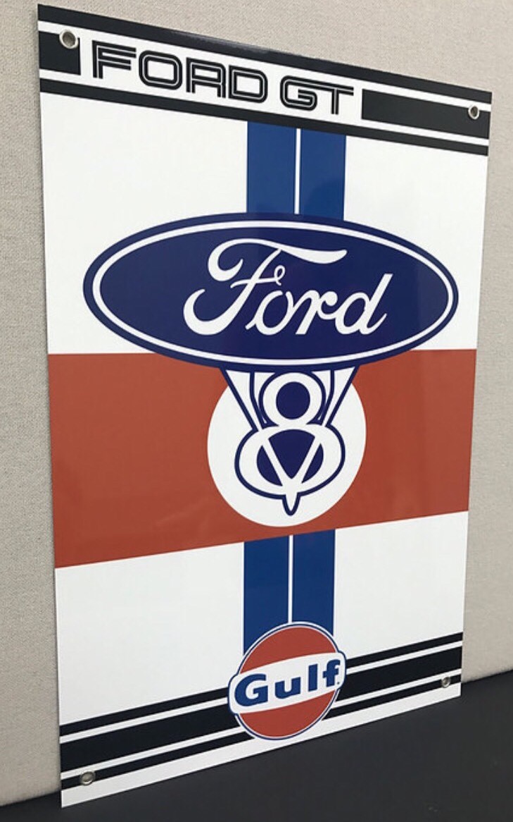 Ford GT Gulf V8 Racing Vintage Reproduction Garage Sign