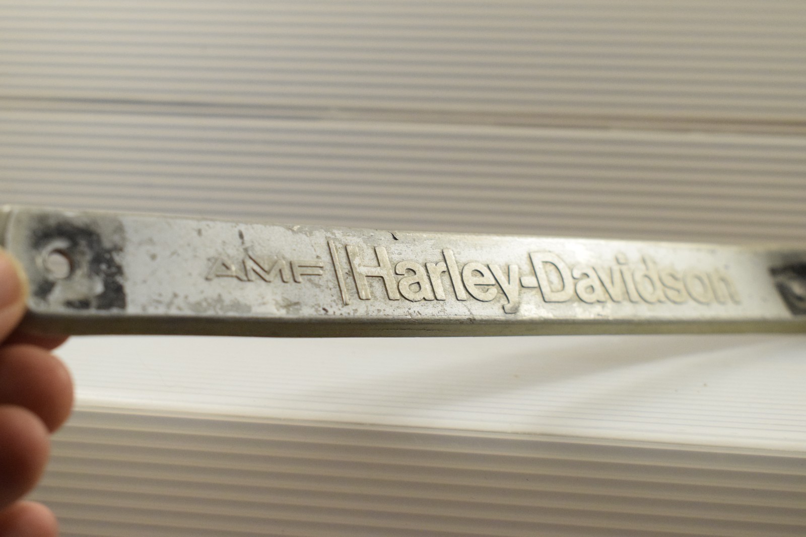 AMF HARLEY-DAVIDSON NAME PLATE FRONT BADGE SIGN 3 WHEEL GOLF CAR CIRCA 1981-1983