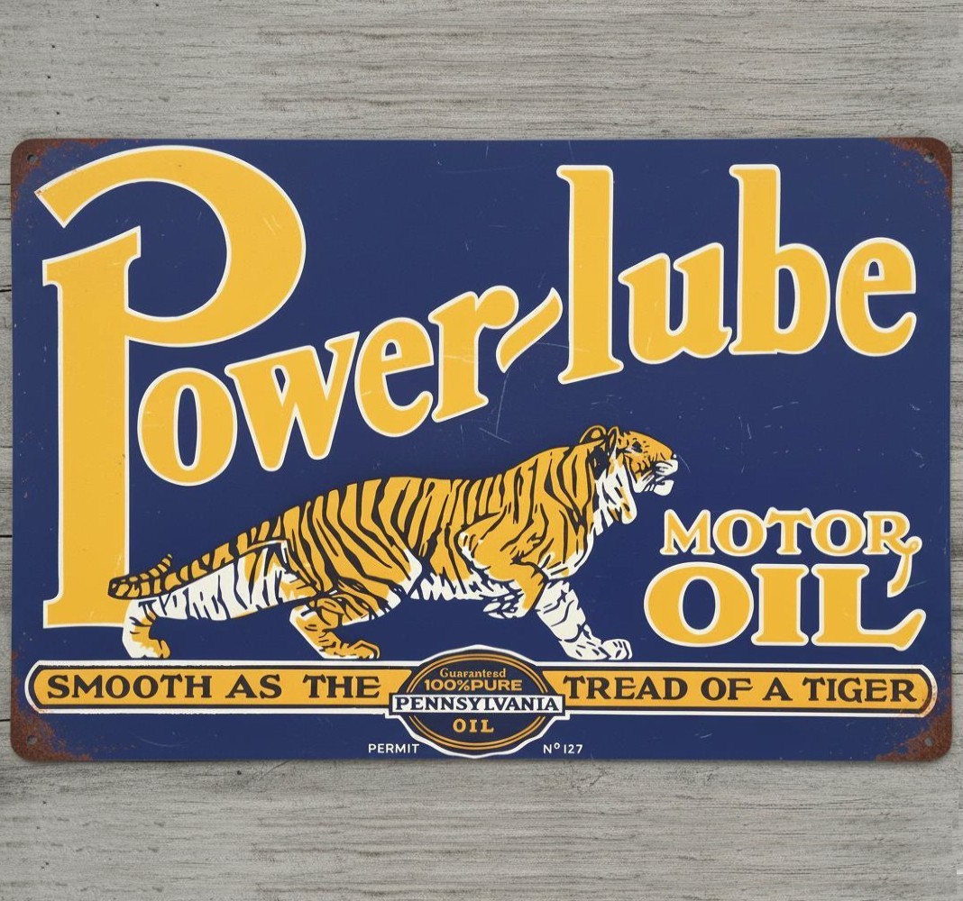 Power-Lube Motor Oil 8 x 12 Novelty Vintage Metal Sign Shrink-Wrapped