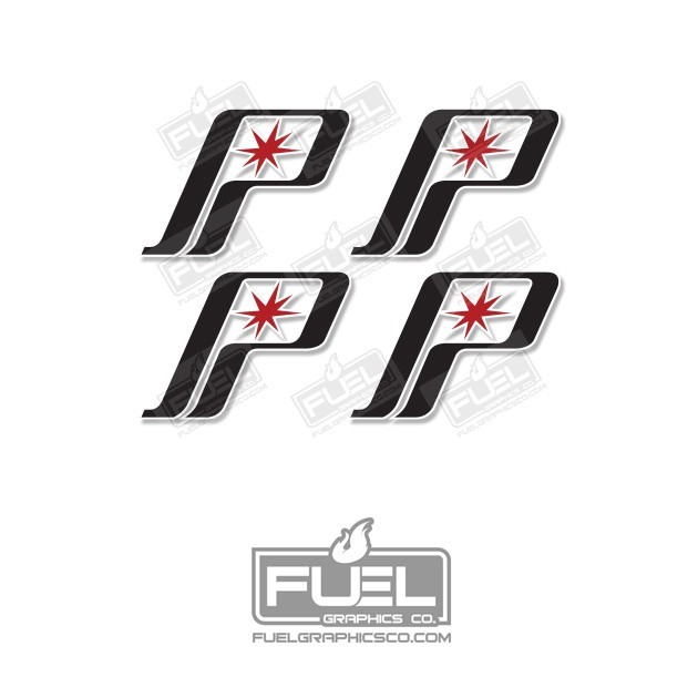 Polaris “P” Custom Premium Vinyl Decal 4-pack – 1″ x 0.75″ size